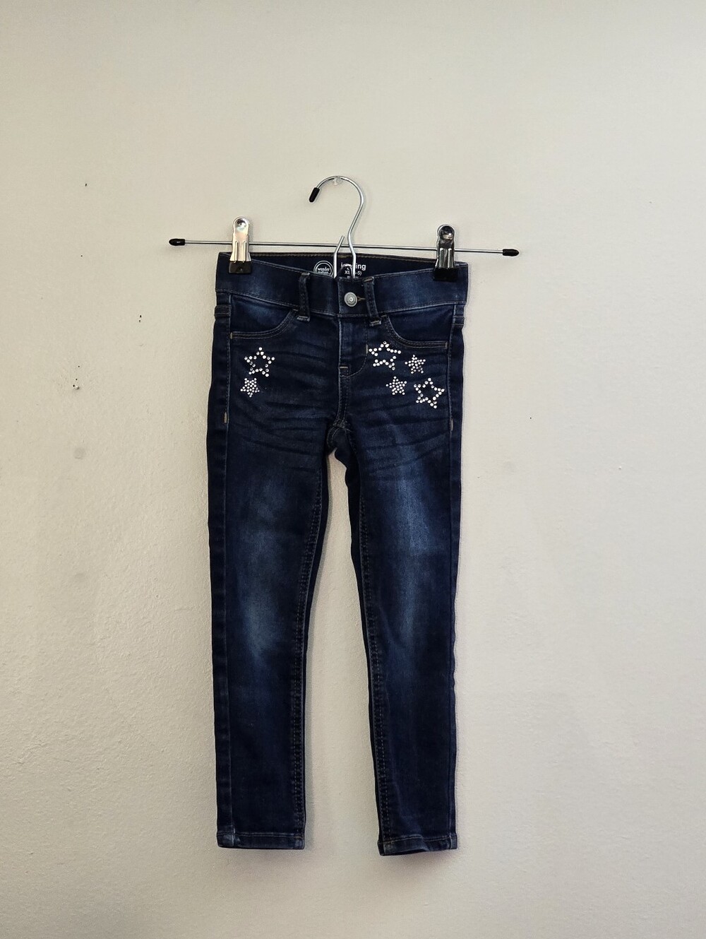 wonder nation Girls XS Dark Wash Skinny Jeans with Star Studs